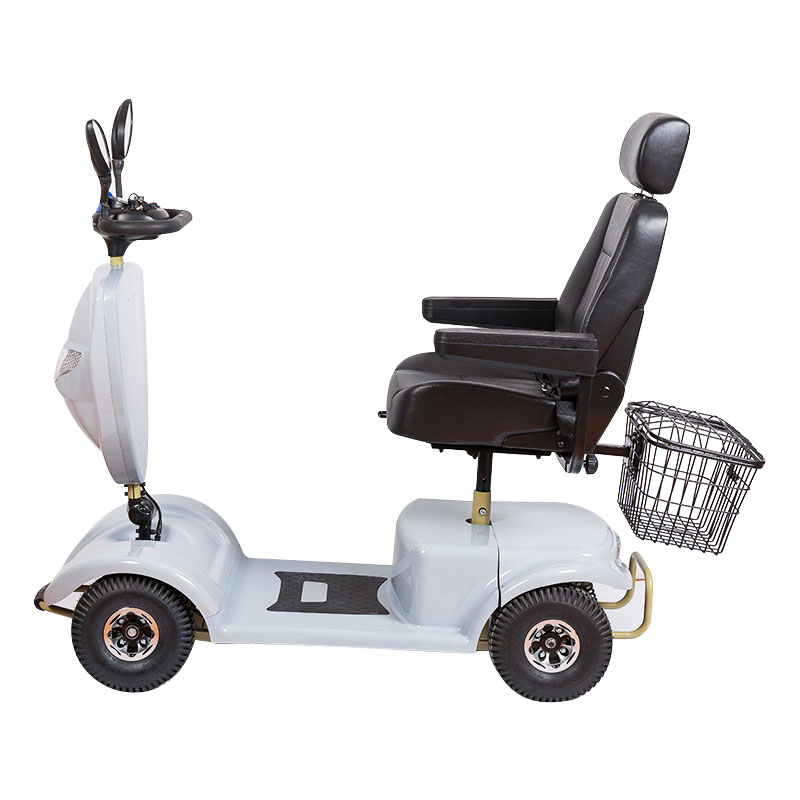 Scooter de mobilidade para idosos, grande, com absorção de choque, não removível, de assento único, operada por bateria, 4 rodas