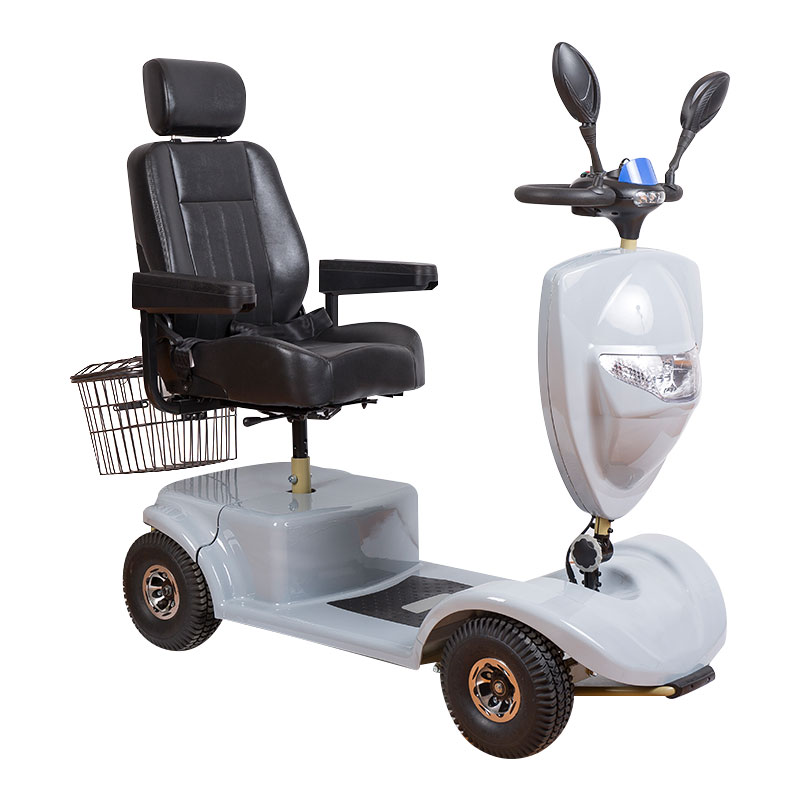 Scooter de mobilidade para idosos, grande, com absorção de choque, não removível, de assento único, operada por bateria, 4 rodas